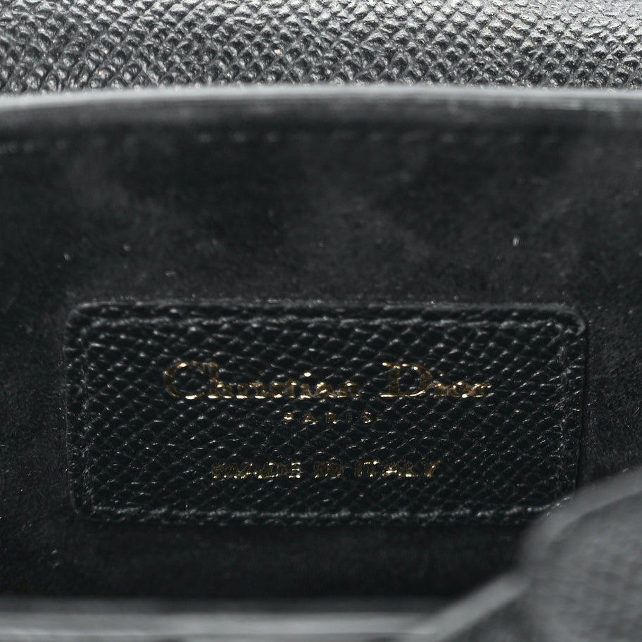 Christian Dior Grained Calfskin Mini Saddle Bag With Strap Black Image 5