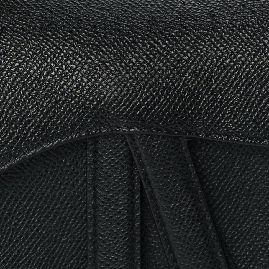 Christian Dior Grained Calfskin Mini Saddle Bag With Strap Black Image 6