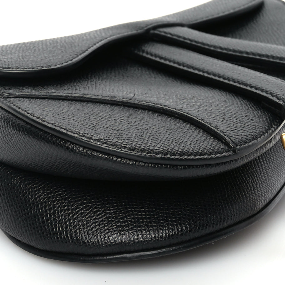 Christian Dior Grained Calfskin Mini Saddle Bag With Strap Black Image 7