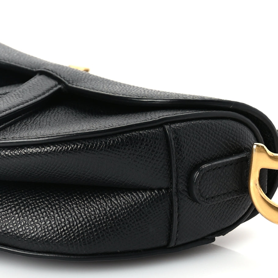 Christian Dior Grained Calfskin Mini Saddle Bag With Strap Black Image 8