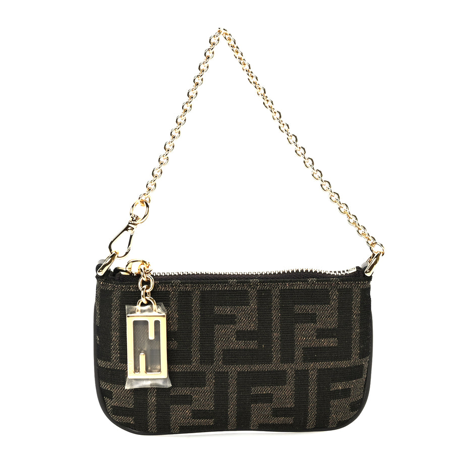 Fendi Fabric Jacquard Mini Flat Pouch  Tobacco Brown Real Ebony Image 1