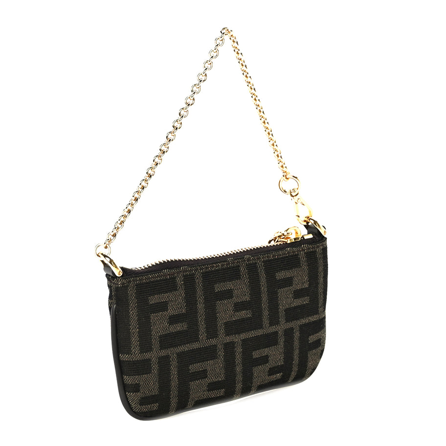 Fendi Fabric Jacquard Mini Flat Pouch  Tobacco Brown Real Ebony Image 2