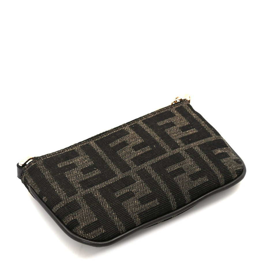 Fendi Fabric Jacquard Mini Flat Pouch  Tobacco Brown Real Ebony Image 3