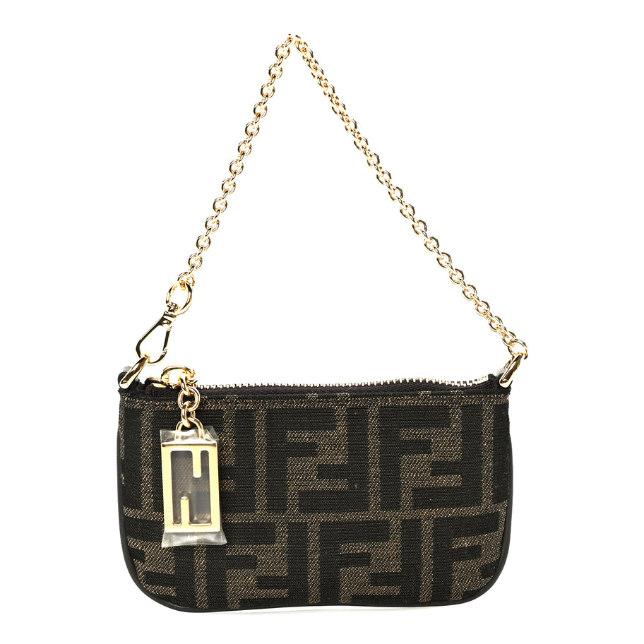 Fendi Fabric Jacquard Mini Flat Pouch  Tobacco Brown Real Ebony Image 6