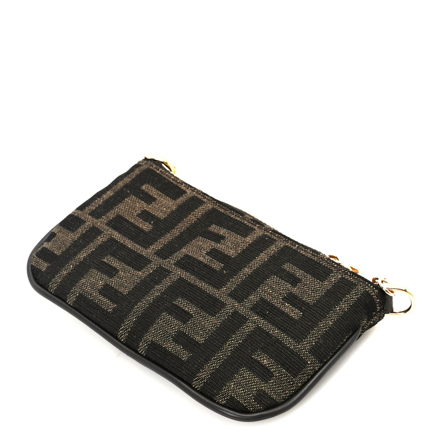 Fendi Fabric Jacquard Mini Flat Pouch  Tobacco Brown Real Ebony Image 7
