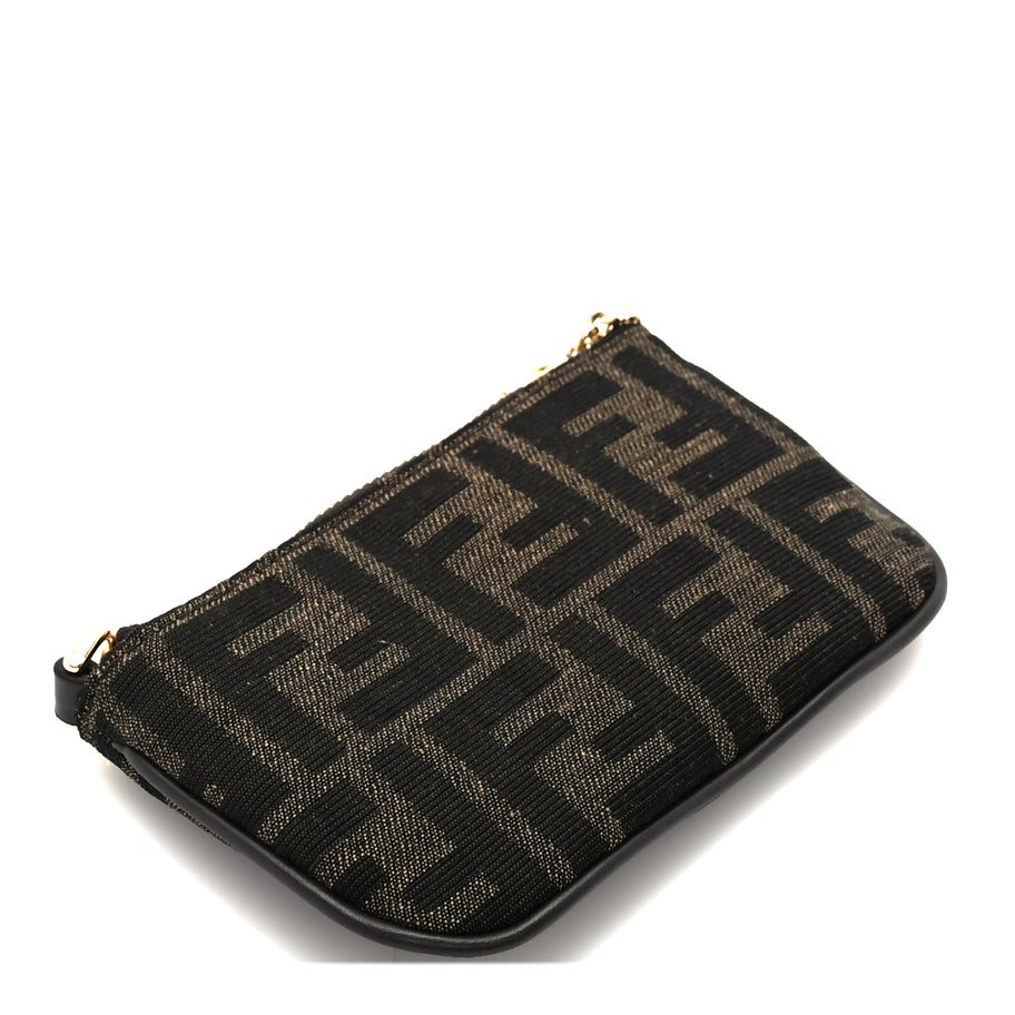 Fendi Fabric Jacquard Mini Flat Pouch  Tobacco Brown Real Ebony Image 8