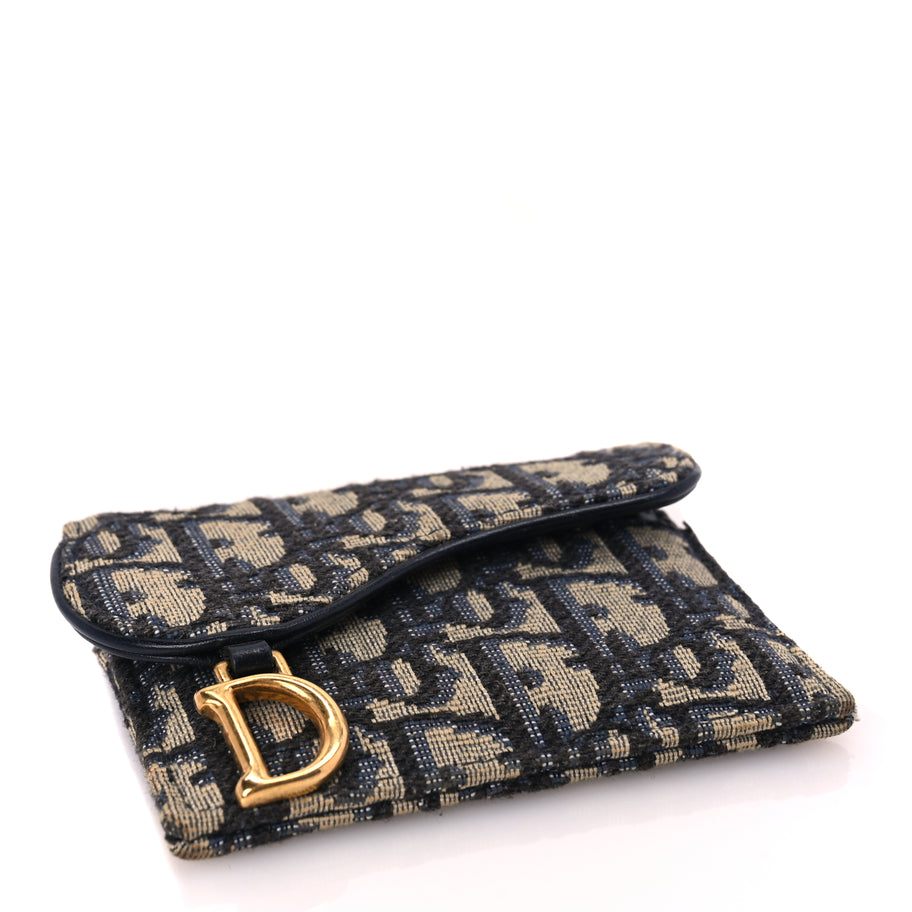 Christian Dior Oblique Saddle Card Holder Blue Image 4