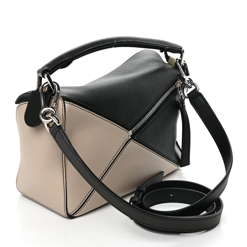  Loewe Calfskin Medium Puzzle Bag Black Beige Green