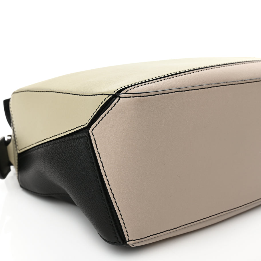 Loewe Calfskin Medium Puzzle Bag Black Beige Green Image 7