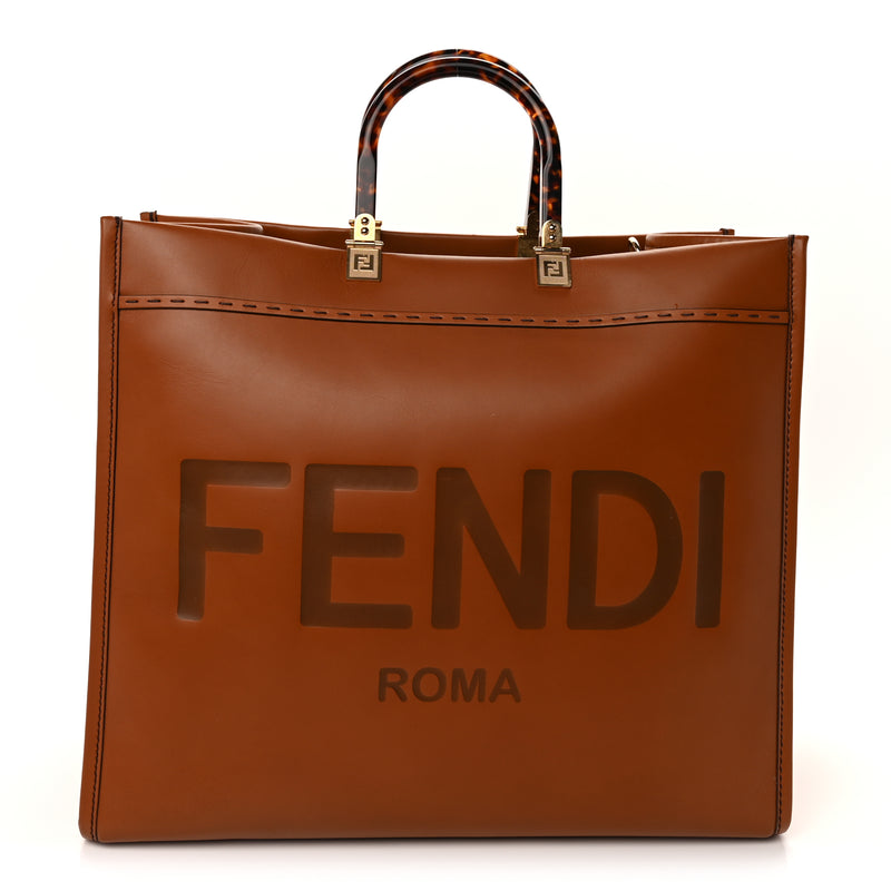  Fendi Vitello King Plexiglass Large Fendi Sunshine Shopper Tote  Cuoio