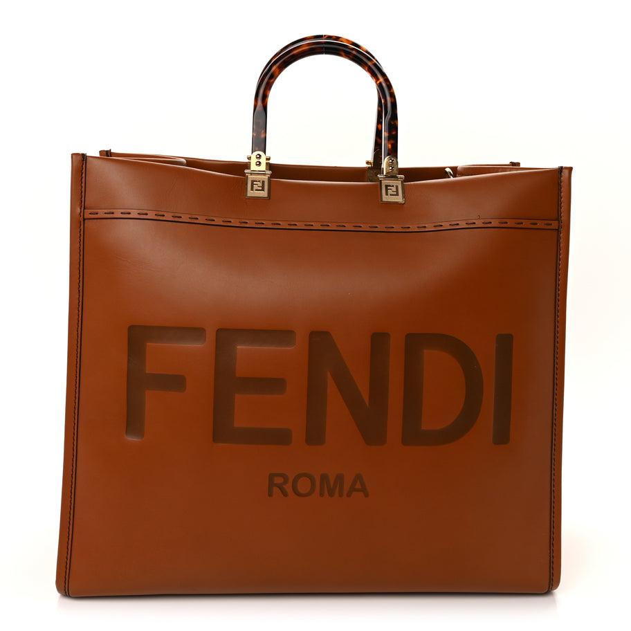 Fendi Vitello King Plexiglass Large Fendi Sunshine Shopper Tote  Cuoio Image 1