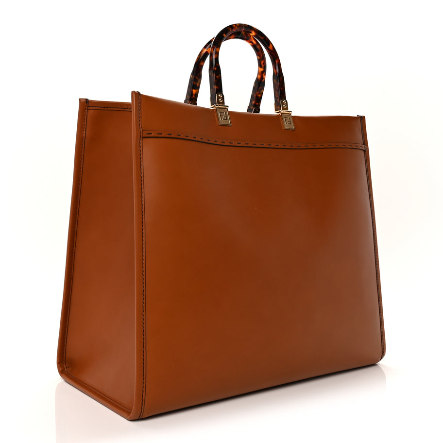 Fendi Vitello King Plexiglass Large Fendi Sunshine Shopper Tote  Cuoio Image 2