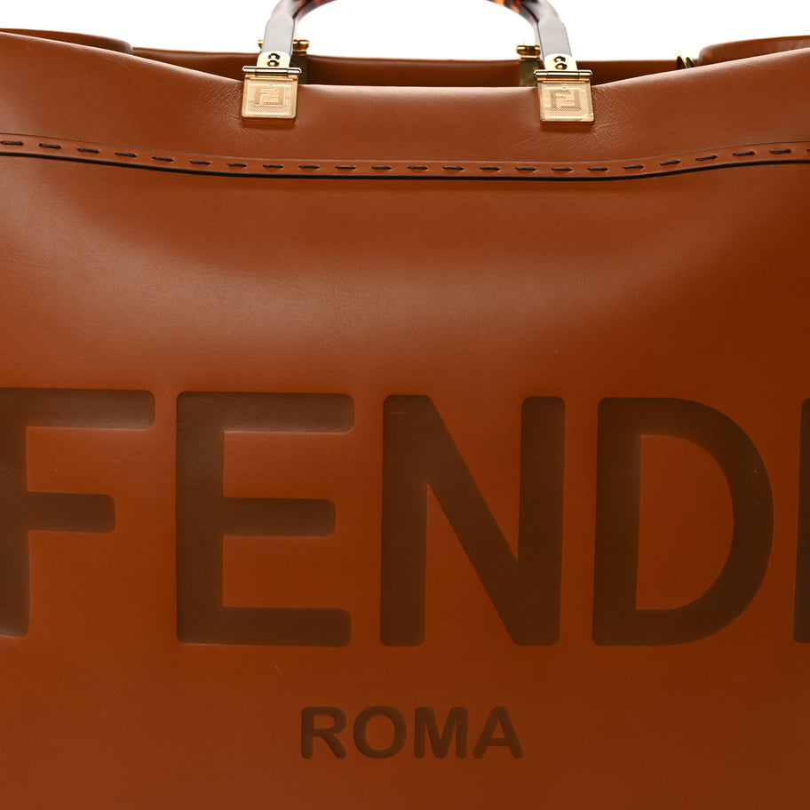 Fendi Vitello King Plexiglass Large Fendi Sunshine Shopper Tote  Cuoio Image 6