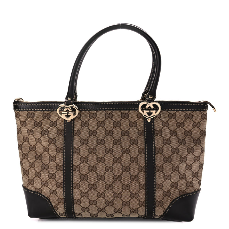  Gucci Monogram Small Lovely Heart Tote Dark Brown