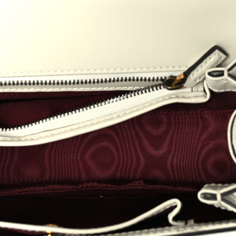Gucci Boarded Dyana Lux Studded Calfskin Web Small Bamboo 1947 Top Handle Bag  Mystic White Image 5