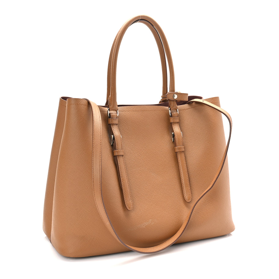 Prada Saffiano Cuir Large Double Bag Caramel Fuoco Image 2