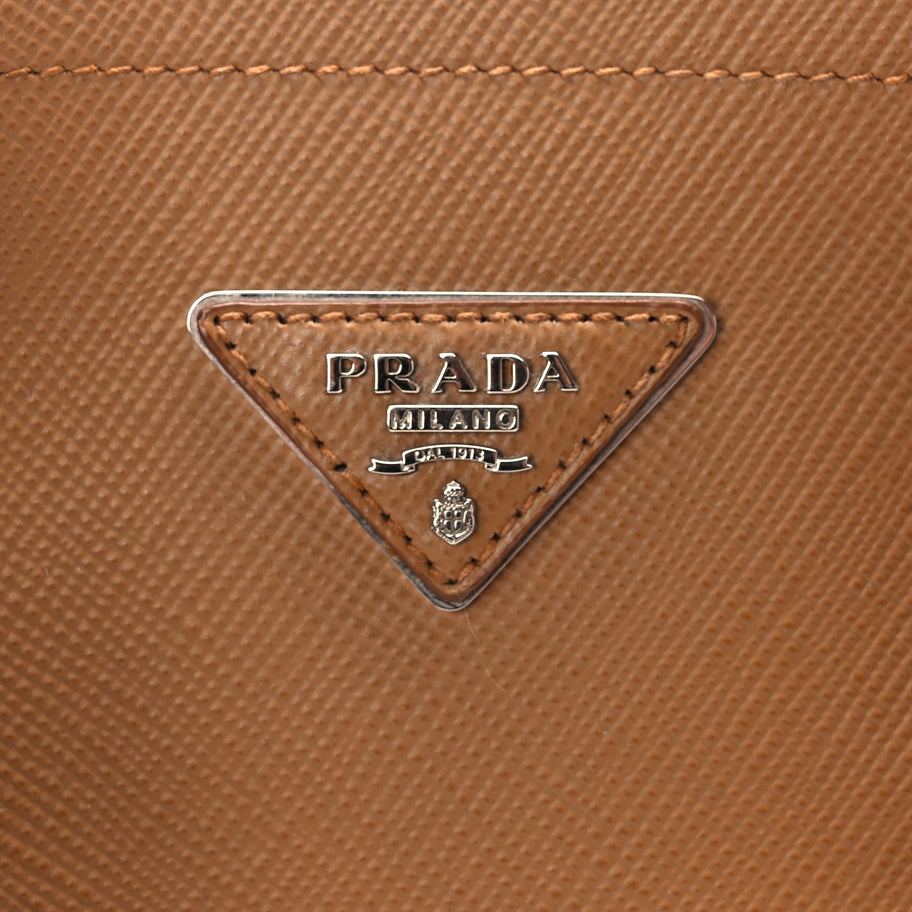 Prada Saffiano Cuir Large Double Bag Caramel Fuoco Image 6