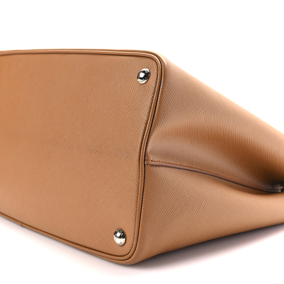 Prada Saffiano Cuir Large Double Bag Caramel Fuoco Image 7