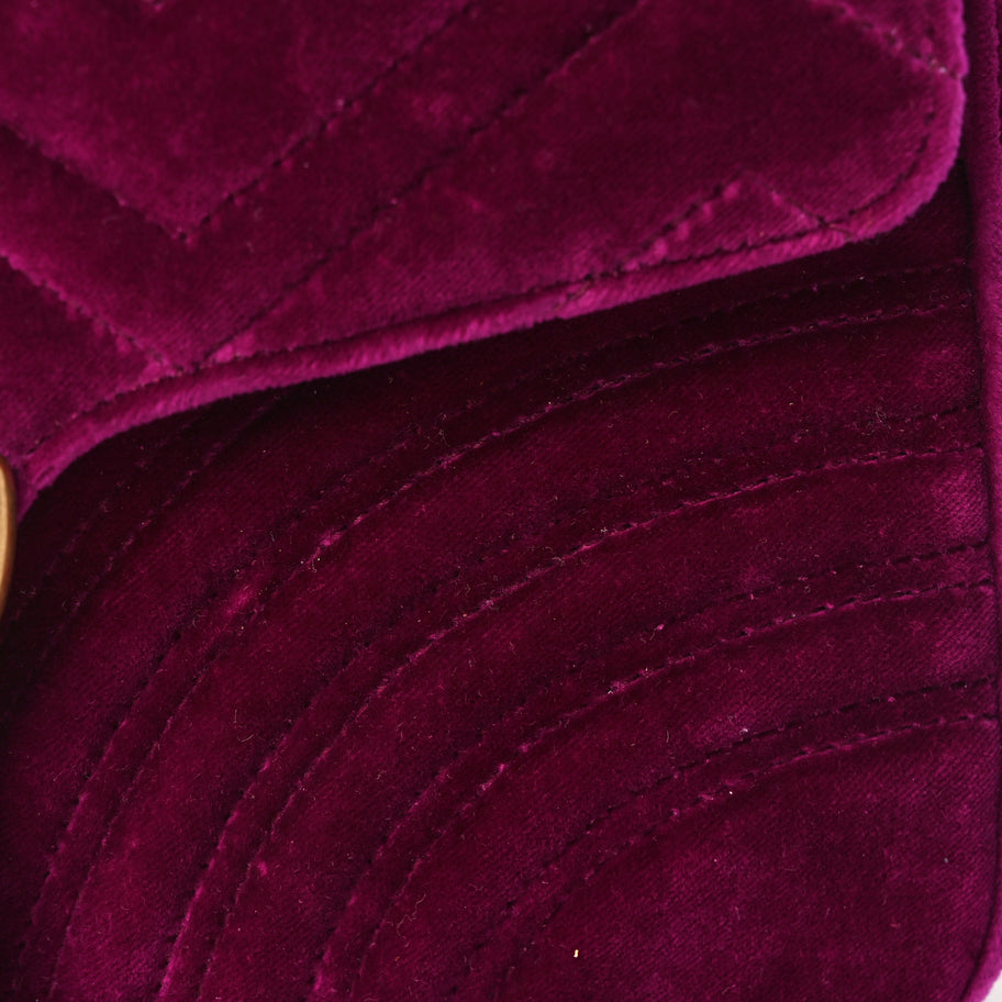Gucci Velvet Matelasse Medium GG Marmont Shoulder Bag  Fuchsia Violet Cyclamen Image 7