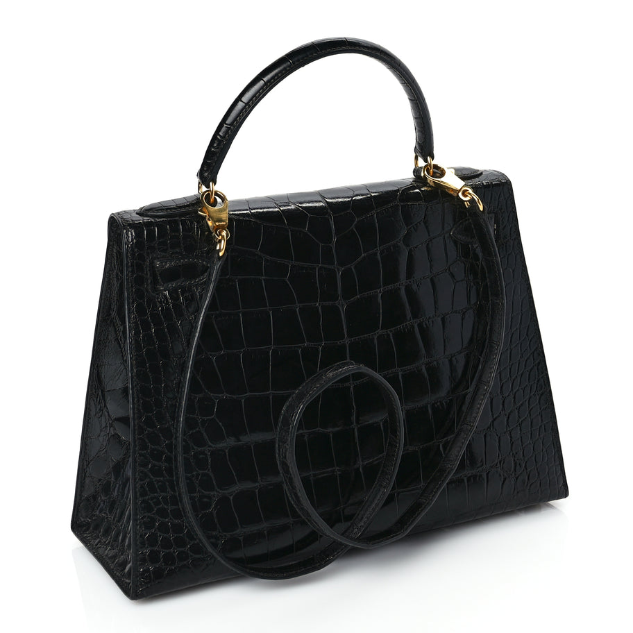 Hermes Shiny Alligator Kelly Sellier 28 Black Image 2