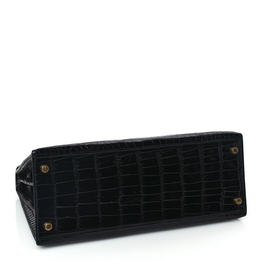 Hermes Shiny Alligator Kelly Sellier 28 Black Image 3