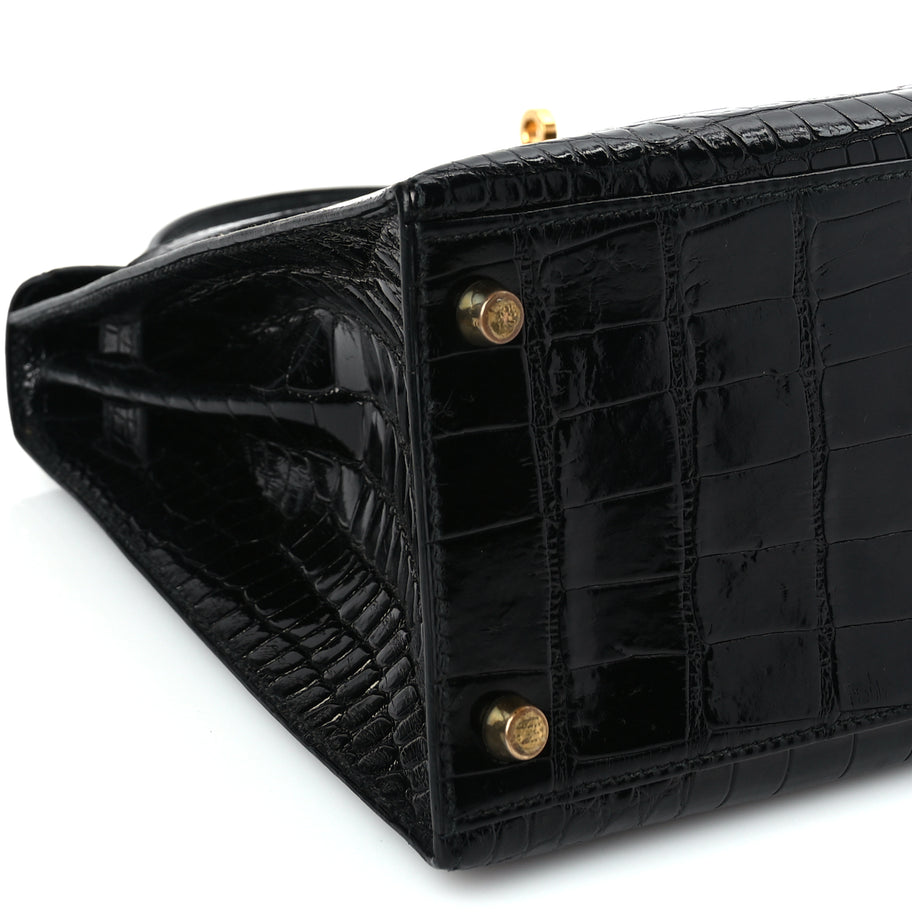 Hermes Shiny Alligator Kelly Sellier 28 Black Image 8