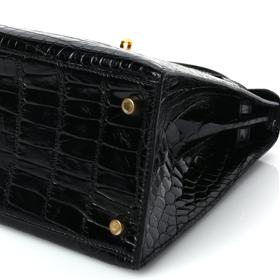 Hermes Shiny Alligator Kelly Sellier 28 Black Image 9