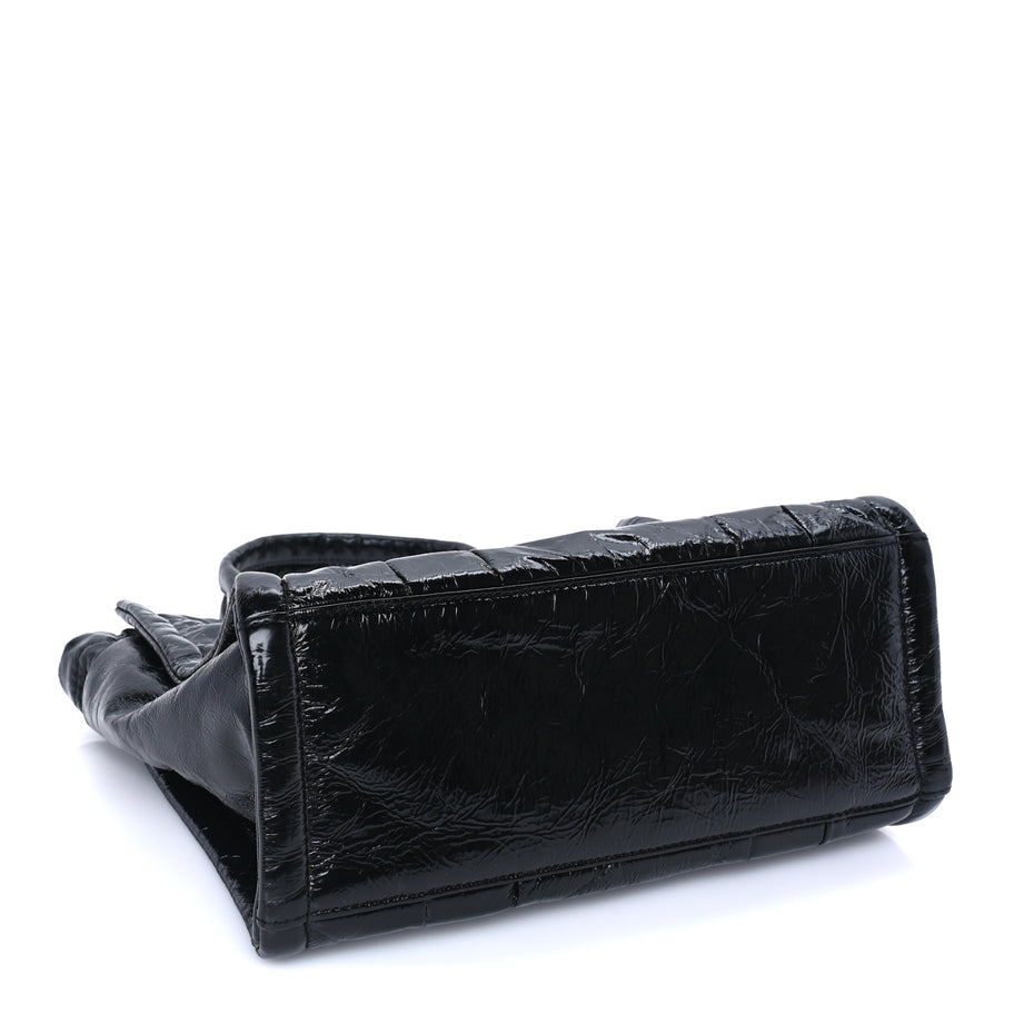 Marc Jacobs Shiny Crinkled Lambskin Medium The Tote Bag Black Image 3