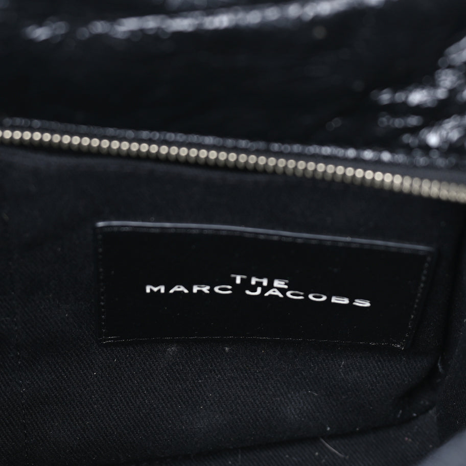 Marc Jacobs Shiny Crinkled Lambskin Medium The Tote Bag Black Image 5