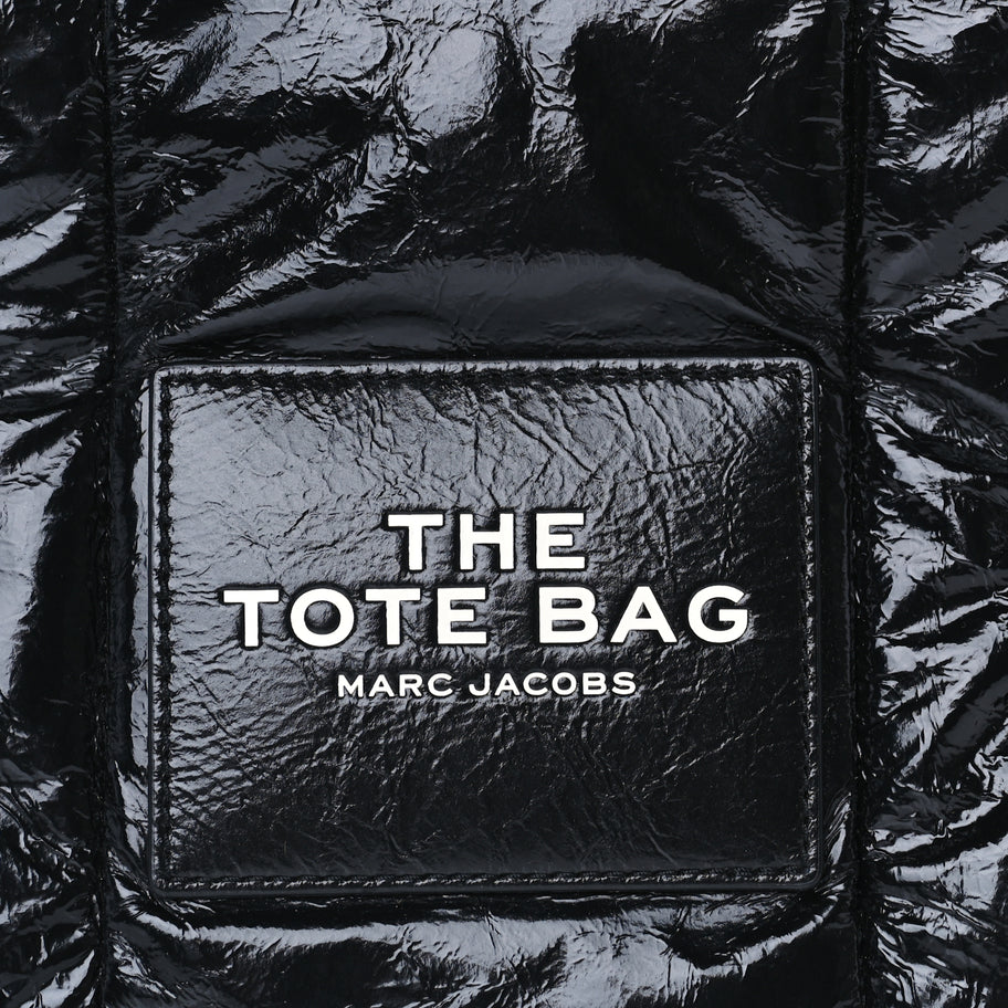 Marc Jacobs Shiny Crinkled Lambskin Medium The Tote Bag Black Image 6