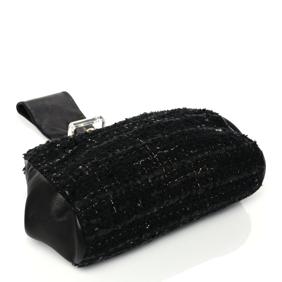 Chanel Tweed Lambskin Plexiglass CC Wristlet Black Image 3