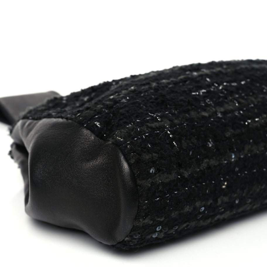 Chanel Tweed Lambskin Plexiglass CC Wristlet Black Image 7