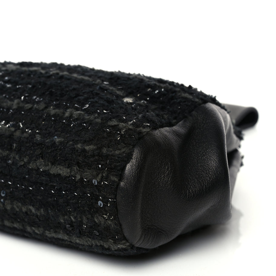 Chanel Tweed Lambskin Plexiglass CC Wristlet Black Image 8