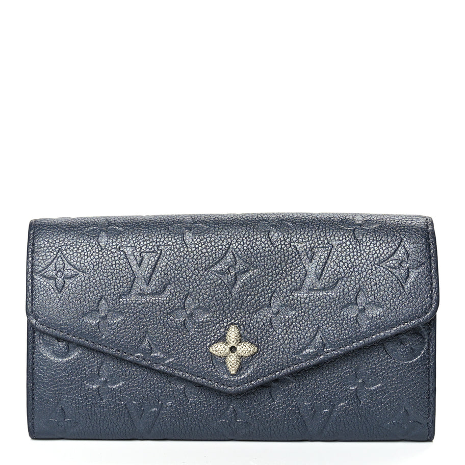 Louis Vuitton Metallic Empreinte Monogram Crystal Flower Sarah Wallet Navy Blue Image 1