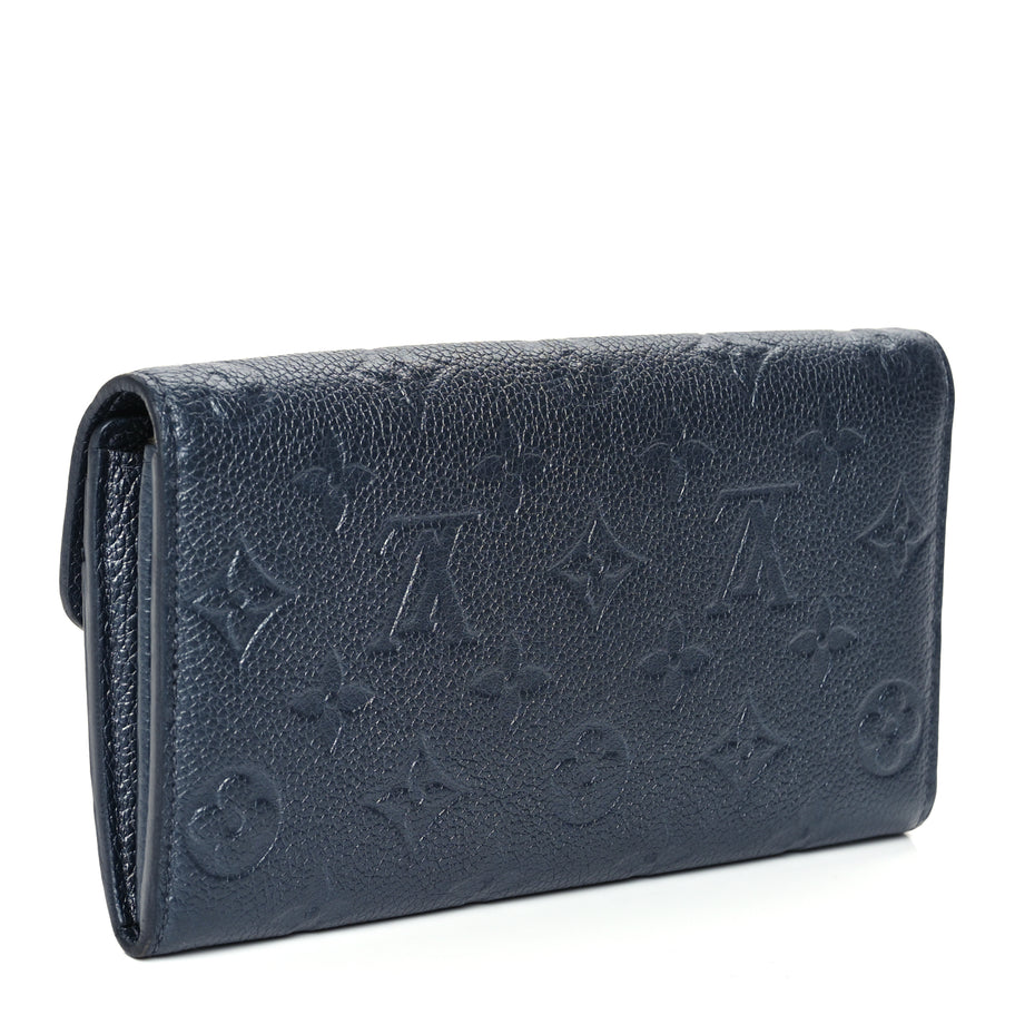 Louis Vuitton Metallic Empreinte Monogram Crystal Flower Sarah Wallet Navy Blue Image 3