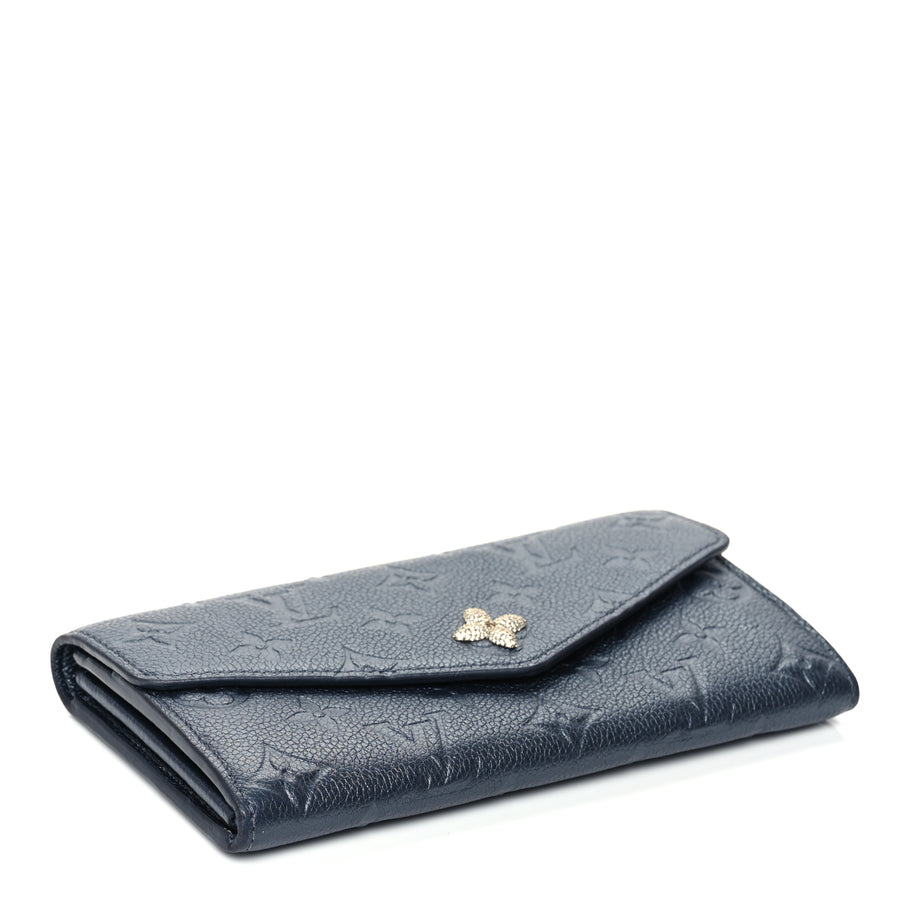 Louis Vuitton Metallic Empreinte Monogram Crystal Flower Sarah Wallet Navy Blue Image 4