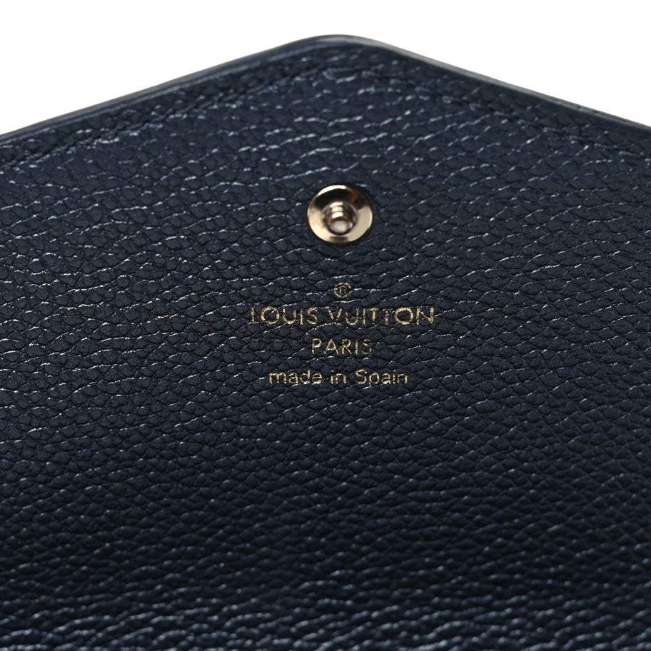 Louis Vuitton Metallic Empreinte Monogram Crystal Flower Sarah Wallet Navy Blue Image 6