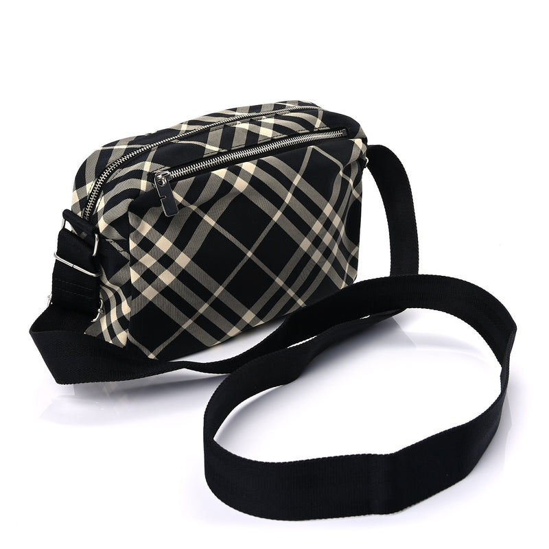  Burberry Canvas Check EKD-applique Crossbody Bag Black Calico