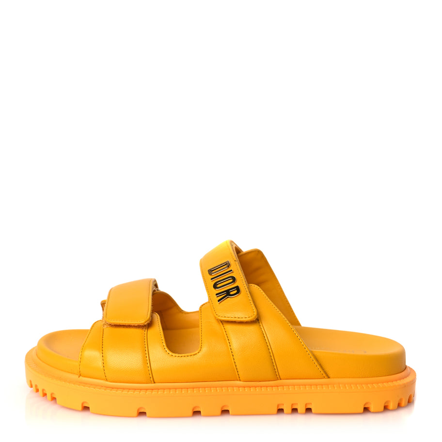 Christian Dior Lambskin Dioract 10mm Slide Sandals 37.5 Amber Yellow Image 1