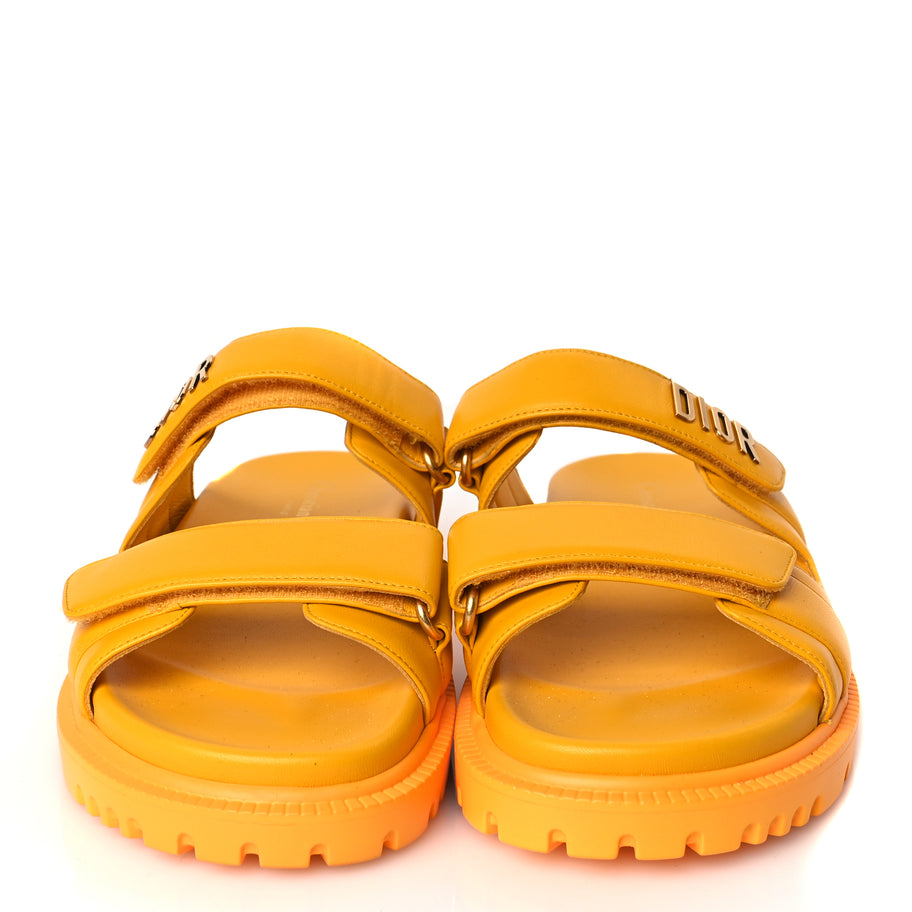 Christian Dior Lambskin Dioract 10mm Slide Sandals 37.5 Amber Yellow Image 2
