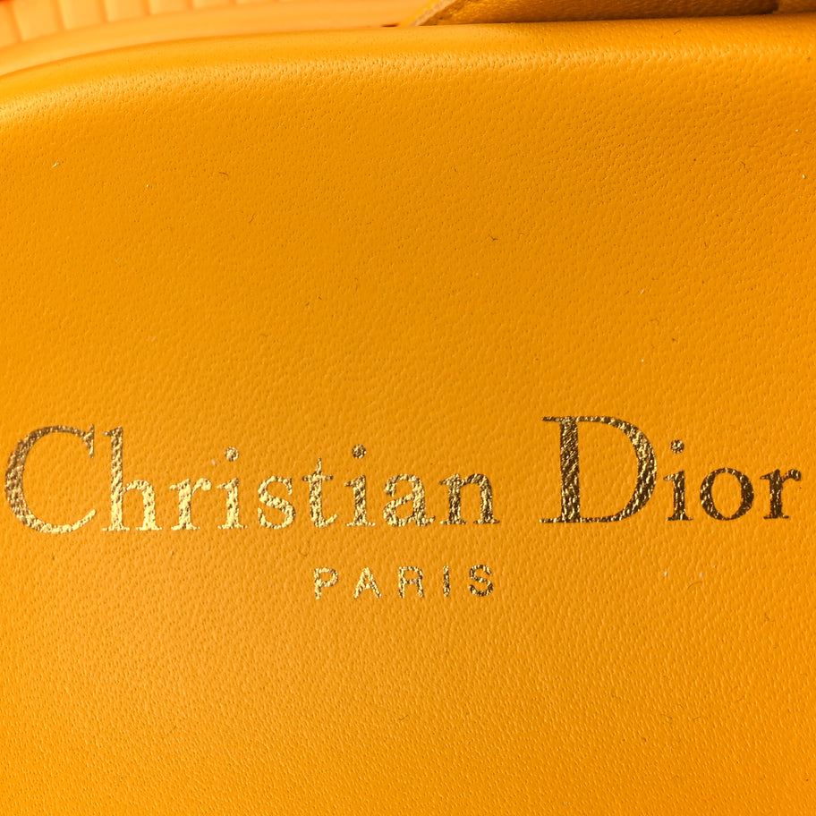 Christian Dior Lambskin Dioract 10mm Slide Sandals 37.5 Amber Yellow Image 6