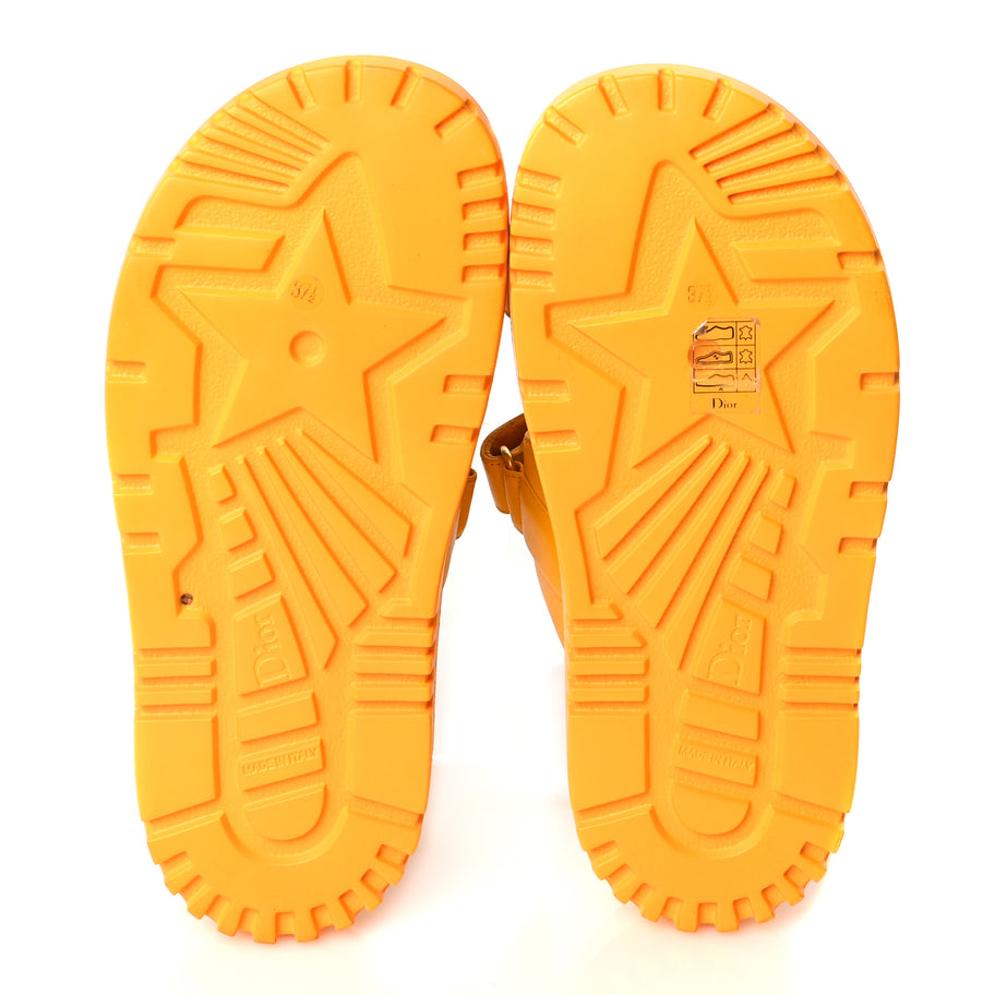 Christian Dior Lambskin Dioract 10mm Slide Sandals 37.5 Amber Yellow Image 8