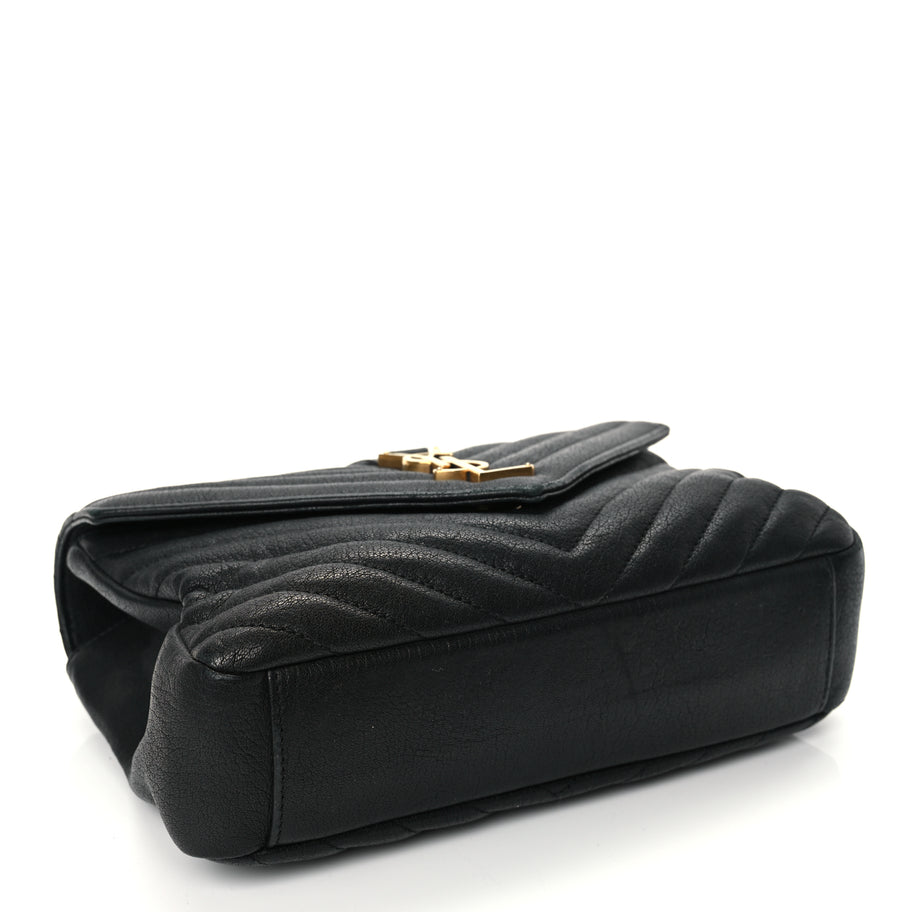 Saint Laurent Sheepskin Matelasse Chevron Monogram Medium College Bag Black Image 3