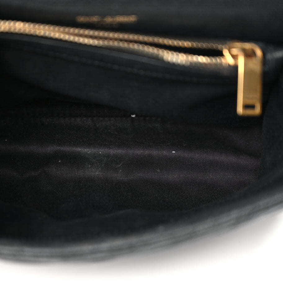 Saint Laurent Sheepskin Matelasse Chevron Monogram Medium College Bag Black Image 4