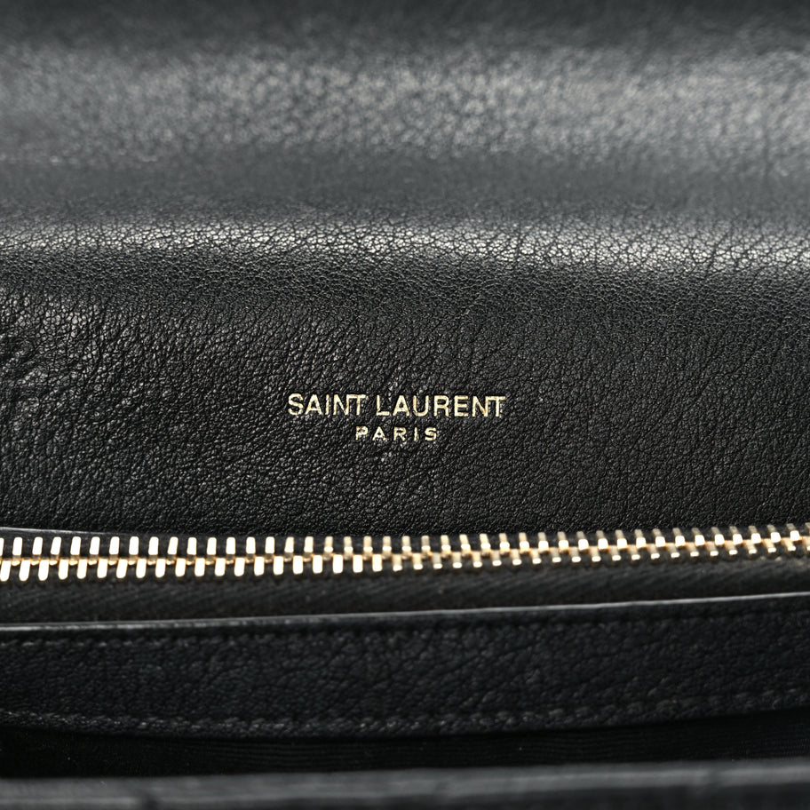 Saint Laurent Sheepskin Matelasse Chevron Monogram Medium College Bag Black Image 5