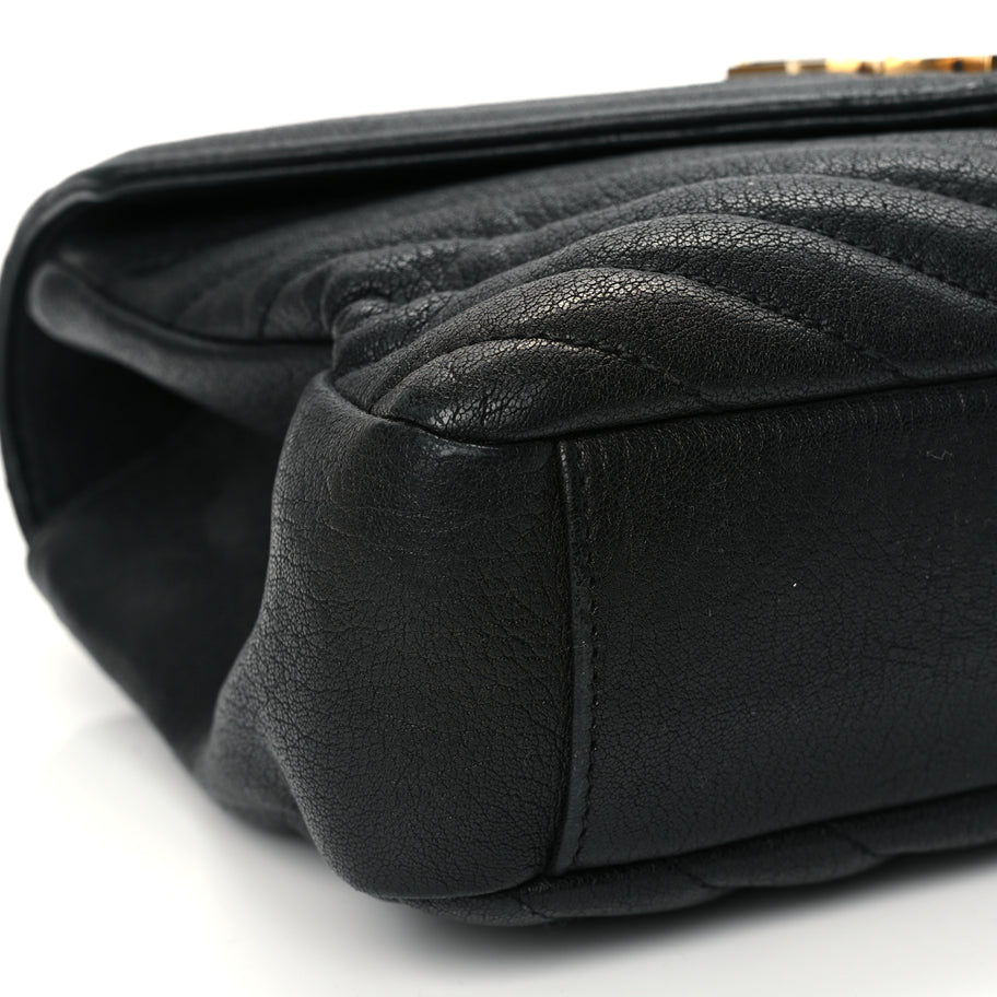 Saint Laurent Sheepskin Matelasse Chevron Monogram Medium College Bag Black Image 8