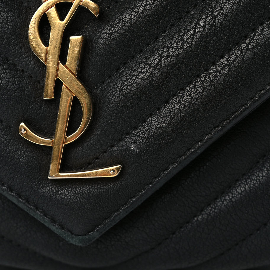 Saint Laurent Sheepskin Matelasse Chevron Monogram Medium College Bag Black Image 10