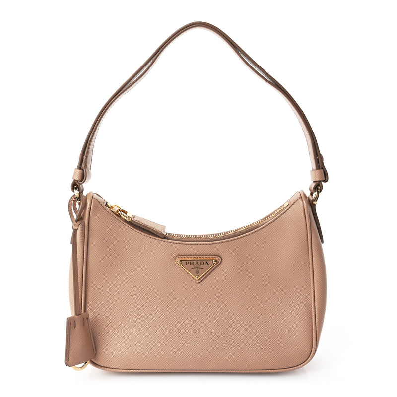  Prada Saffiano Lux Re-Edition Mini Shoulder Bag Cammeo