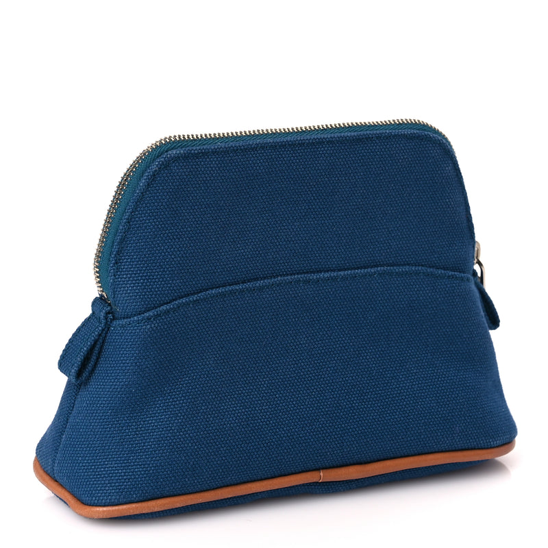  Hermes Cotton Canvas Mini Mini Bolide Travel Cosmetic Pouch Bleu De Prusse