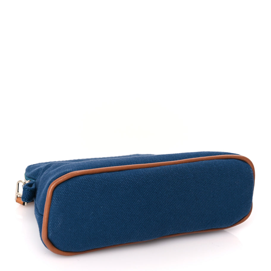 Hermes Cotton Canvas Mini Mini Bolide Travel Cosmetic Pouch Bleu De Prusse Image 3